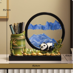 New Home Decoration Hourglass Ornaments, High-End Table Setting, Living Room Office Desk Storage Pen Holder 3D Quicksand Painting