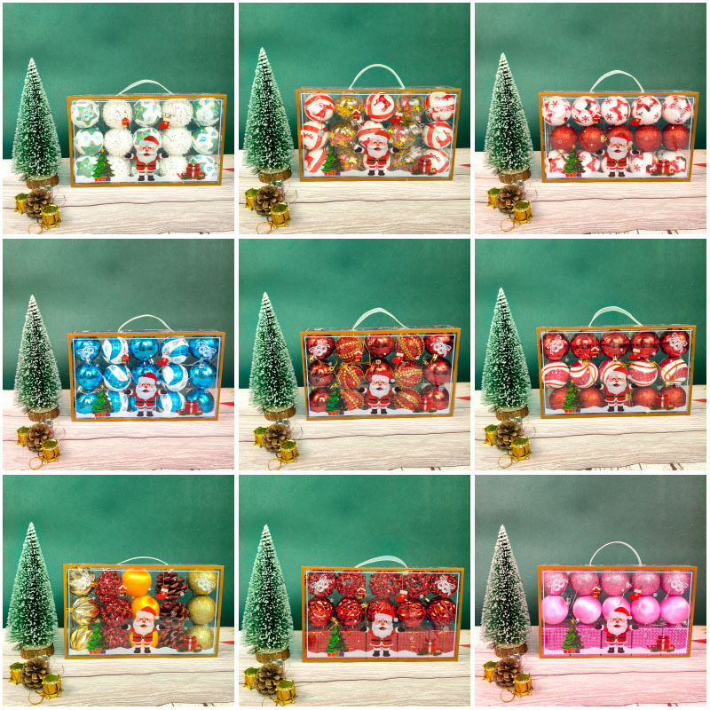 El comercio exterior se vende bien, juego de bolas de espuma de bolas de Navidad rojas, juegos de bolas de nieve coloridas de pino, adornos de árbol de Navidad de 6 cm