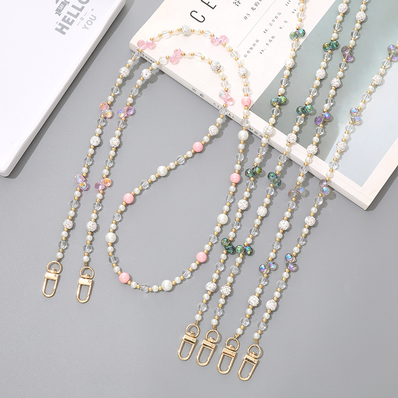 Ins Simple Creative New Mobile Phone Chain Beaded Mixed Mobile Phone Crossbody Chain Explosions Can Back Chain Mobile Phone Lanyard