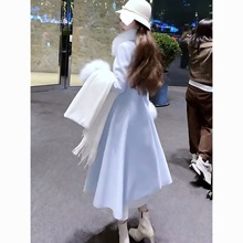 甜美加厚女神毛呢过膝裙摆外套赫本气质大衣加绒风衣千金大码