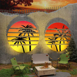 椰子树网红拍照区布置工业露营风户外小院打卡背景墙面装饰品摆件