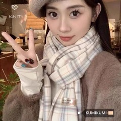 韓系insマフラーは多色清新で柔らかいベルベットの格子に似せて保温している学院風保温マフラー女