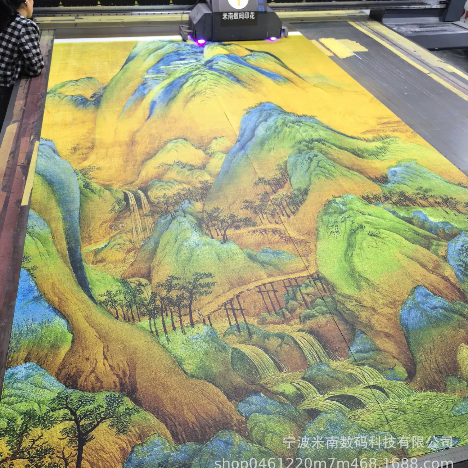 定制背景墙UV打印铜板  铜板印刷雕刻工艺  大型铜板装饰画千里江