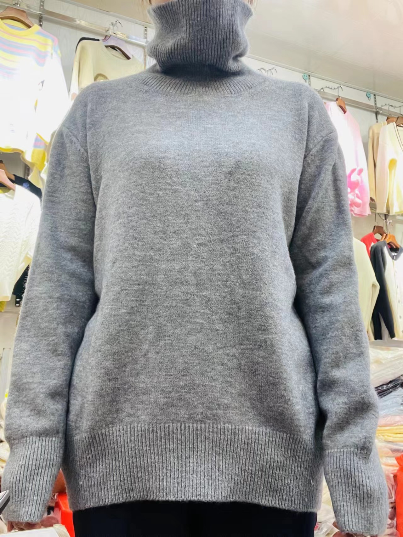 High neck soft glutinous women's pullover for 2024 autumn winter, loose and versatile, lazy style knitted base sweater_voghion.com