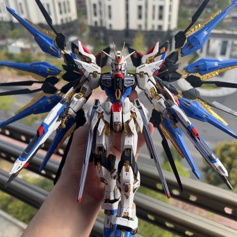 The big class HG new life raid free mg red different end -assembled Gundam model Zhiyi toy hand mech