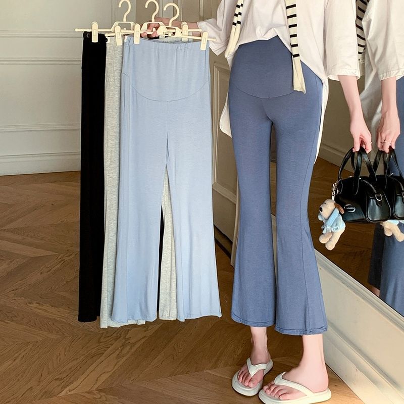Xiaoxiang Style Pregnant Women's Adjustable Bell Pants Summer Outer Wear Thin Pregnant Women's Pants Abdomen-supporting Cropped Pants Pregnant Women's Wear Slimming Xiaoxiang Style Pregnant Women's Adjustable Bell Pants Summer Outer Wear Thin Pregnant Women's Pants Abdomen-supporting Cropped Pants Pregnant Women's Wear Slimming