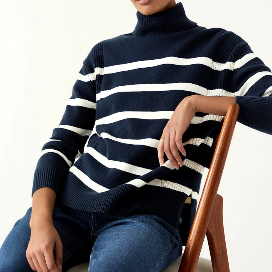 Внешняя торговля Трансграничная Европа и США Амазонка Источник свитер с длинными рукавами и высоким воротником свитер горизонтальная полоска свитер осень-зима