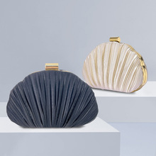 新款外贸贝壳晚宴包时尚宴会百褶晚装包旗袍手拿包百搭礼服手提包