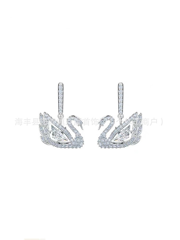 施华洛水晶世奇灵动天鹅跳动的心耳环施家高版本恶魔之眼耳钉女|undefined
