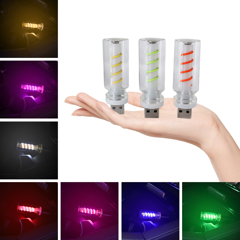 LED espiral transparente tacto USB luz de noche interior del automóvil LED luz de inducción de atmósfera image 1