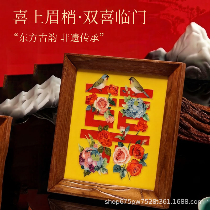 New Chinese-Style Porcelain Plate Painting, Luoyang Tang Sancai Decorative Crafts, Elm Wood Picture Frame, Ceramic Living Room Entrance Hanging Painting