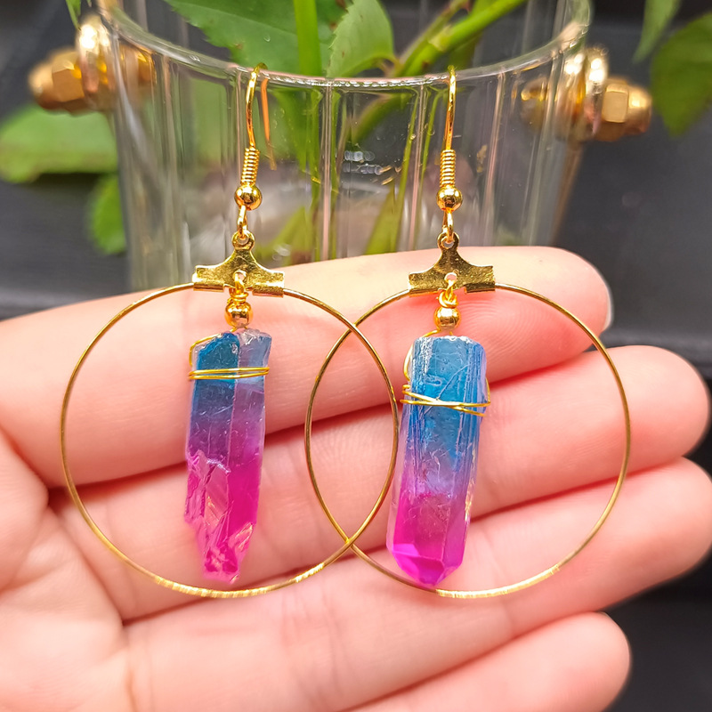 Fashion Circle Crystal Patchwork Chandelier Earrings 1 Pair