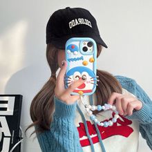 适用苹果15pro趣味可爱大头机器猫手机壳iPhone15/14/13/12promax