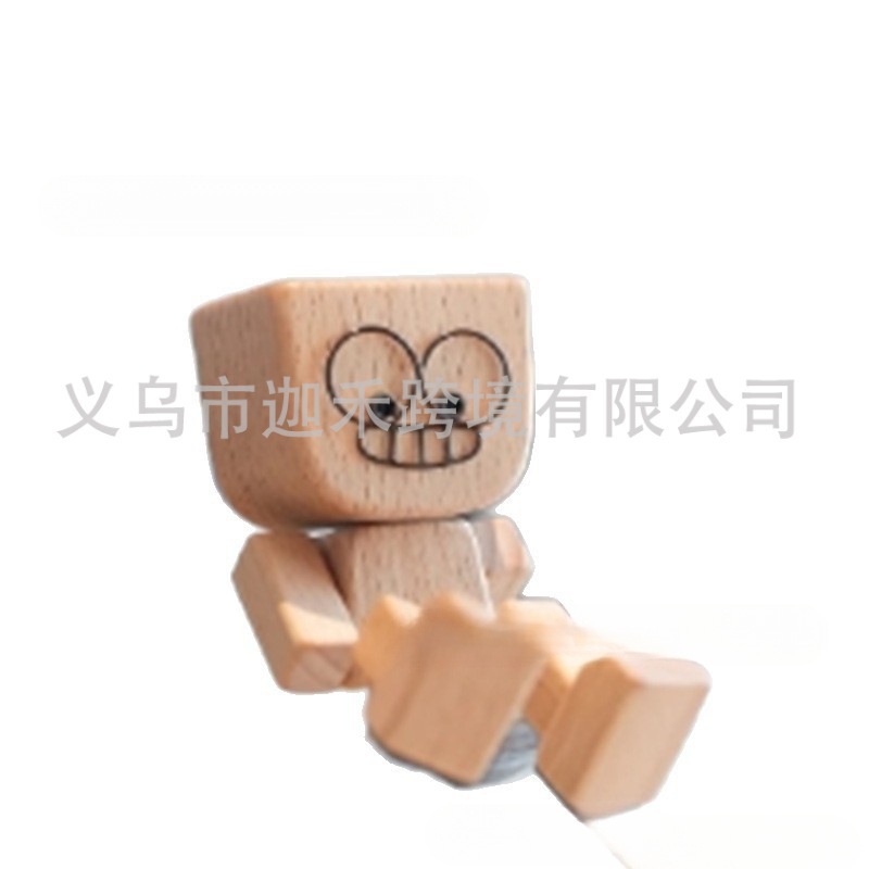 跨境新款Shaking Feet Wooden Doll木头人汽车装饰摆件|undefined