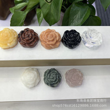 天然水晶原石牡丹花刻件工艺品家居装饰摆件办公室桌面饰品批发