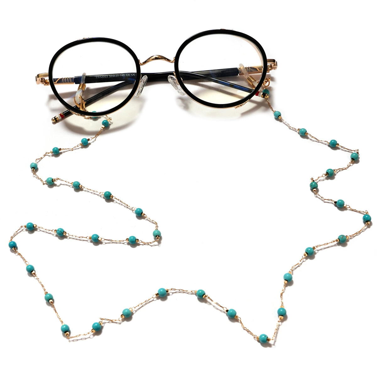Turquoise metal medical mask pearl, glasses, strap handmade, Amazon