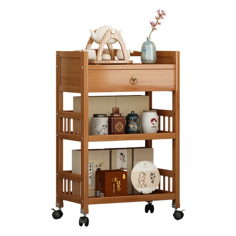 Carrito de té móvil carro estante de almacenamiento nuevo chino mesa de Mahjong mesa lateral de té gabinete de comedor gabinete de madera maciza mesa de té gabinete de té