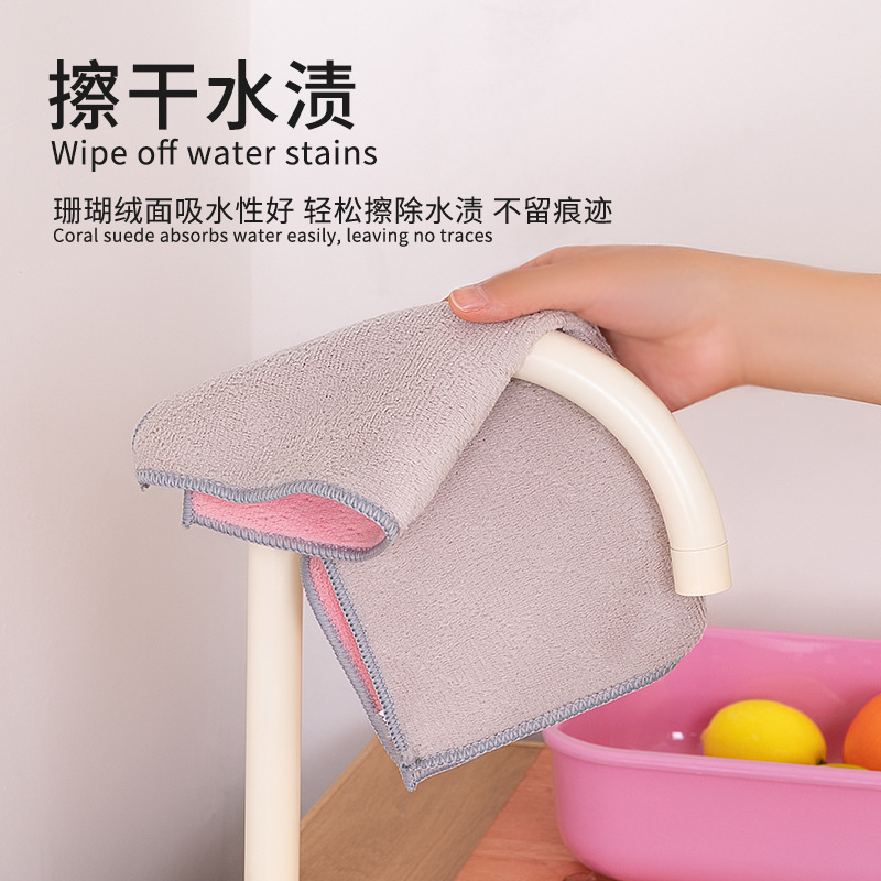 Paño de cocina de doble cara de forro polar coral grueso, no absorbe aceite, para limpieza de cocina, suave para las manos, venta al por mayor, nuevo modelo 2025.
