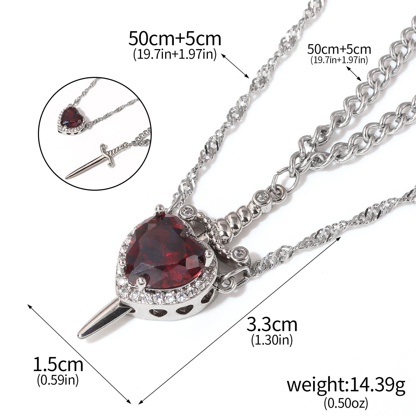 16g Weight Elegant Modern Style Heart Shape Iron Copper Chain-free Pendant Necklaces Wholesale