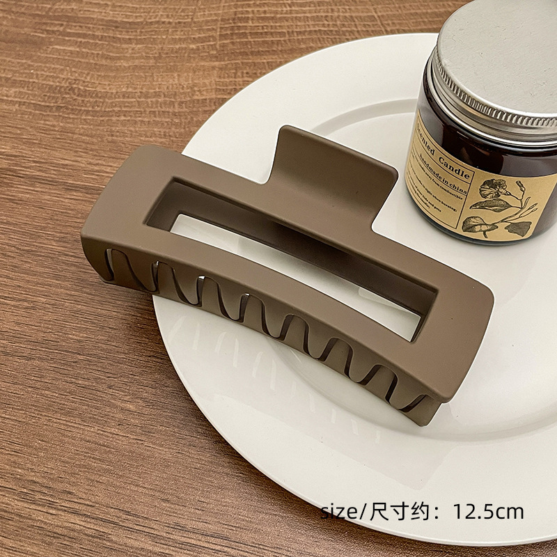 Milk Brown horquilla grande hacia atrás cabeza clip de pelo tocado de las mujeres principios de primavera de alto grado updo tiburón horquilla