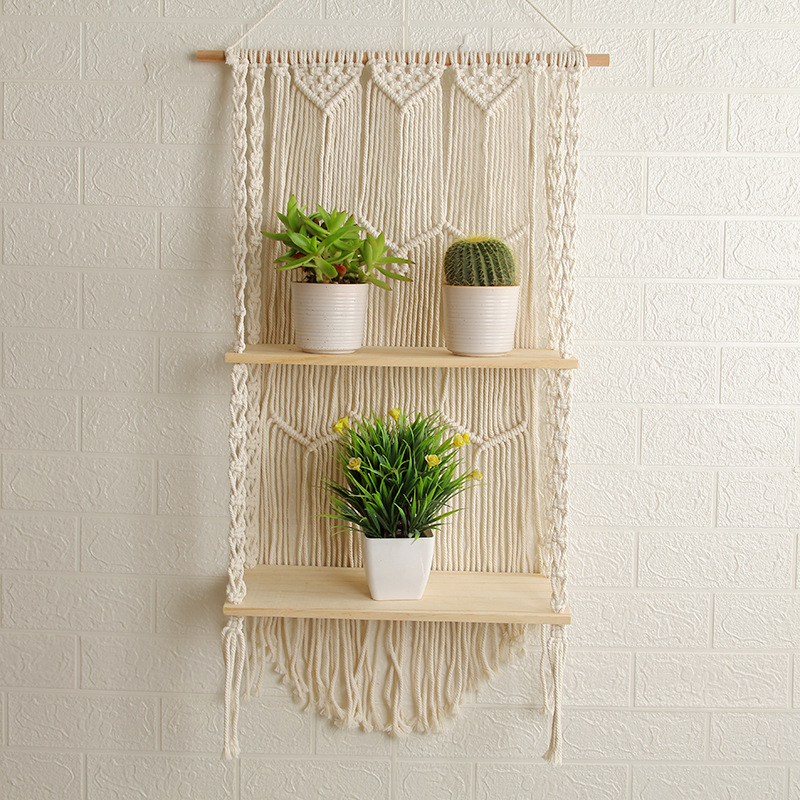Nordic Style Ins Bohemian Hand-woven Tapestry Plant Stand Green Plant Hotel Home Living Room Wall Hanging