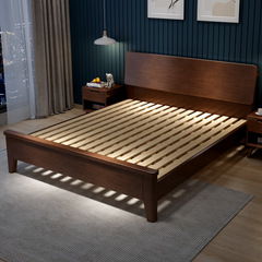 Nordic solid wood bed modern and simple 1.8 meters 1.5 single double bed B&B apartment small apartment master bedroom solid wood bed frame