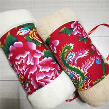 乌镇蓝印花布 东北大花手捂子怀旧老款暖手筒 保暖手套午睡枕插手