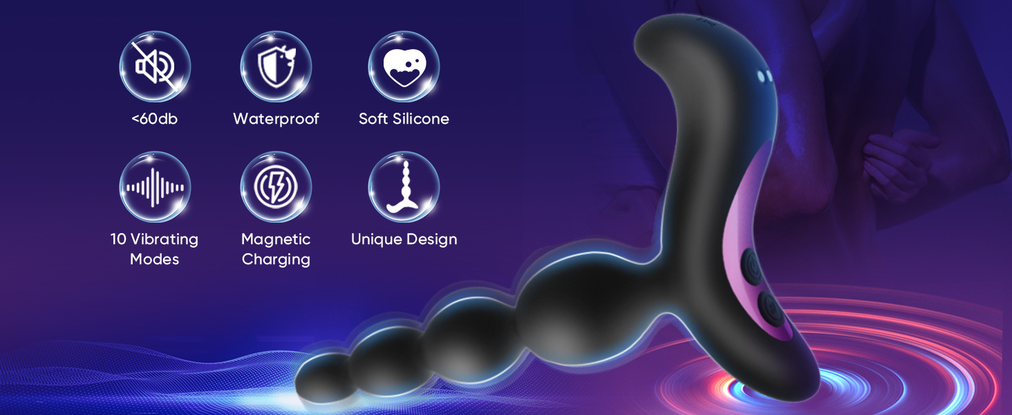 Rechargeable Vibrating Anal Plug with 10 Frequencies, Silicone, Black — detail image 7