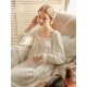 Cross-border special nightdress plus size with chest pad court style French lace long pajamas home wear Amazon hot