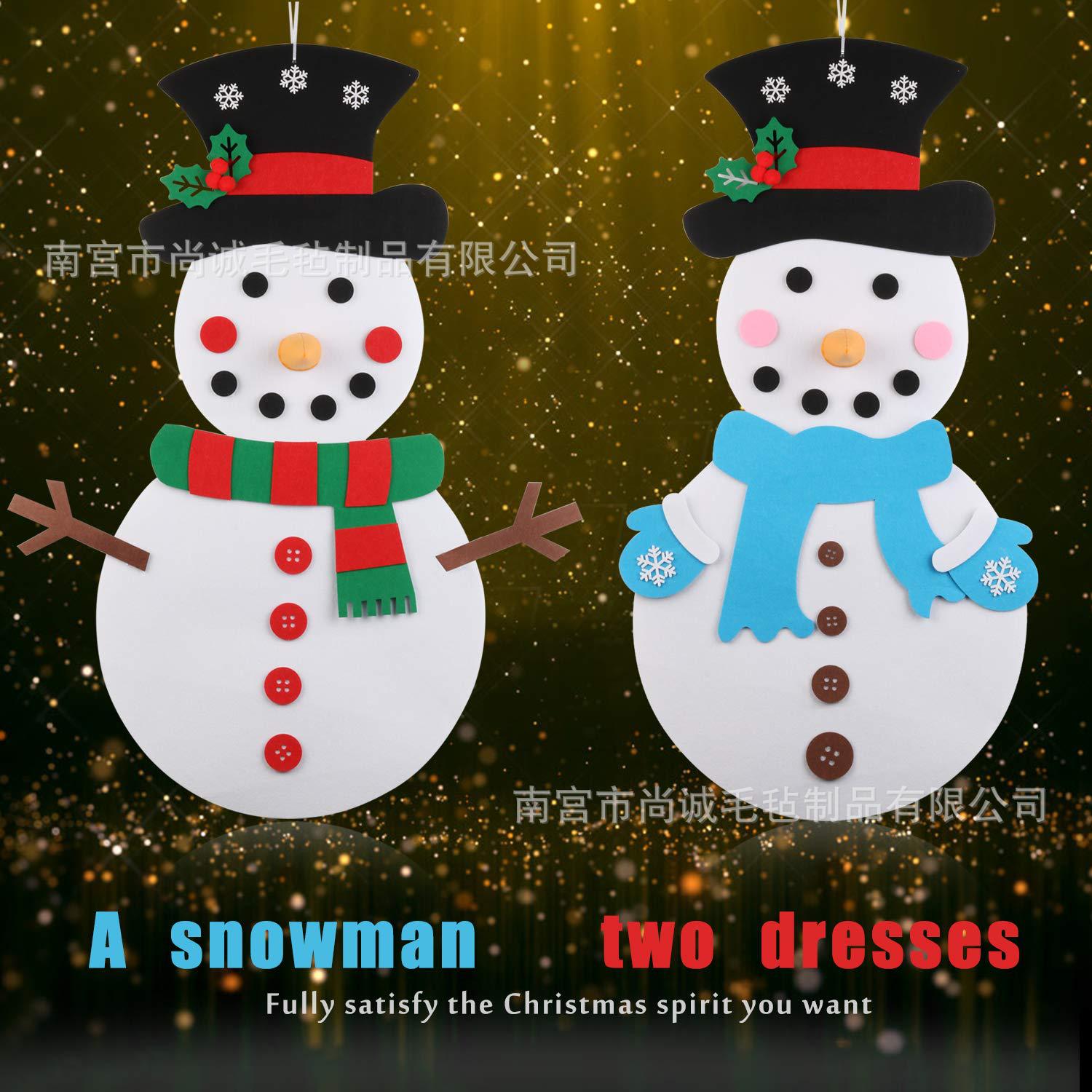 两套服装圣诞雪人换装款 圣诞儿童DIY玩具亲子互动毛毡装饰雪人