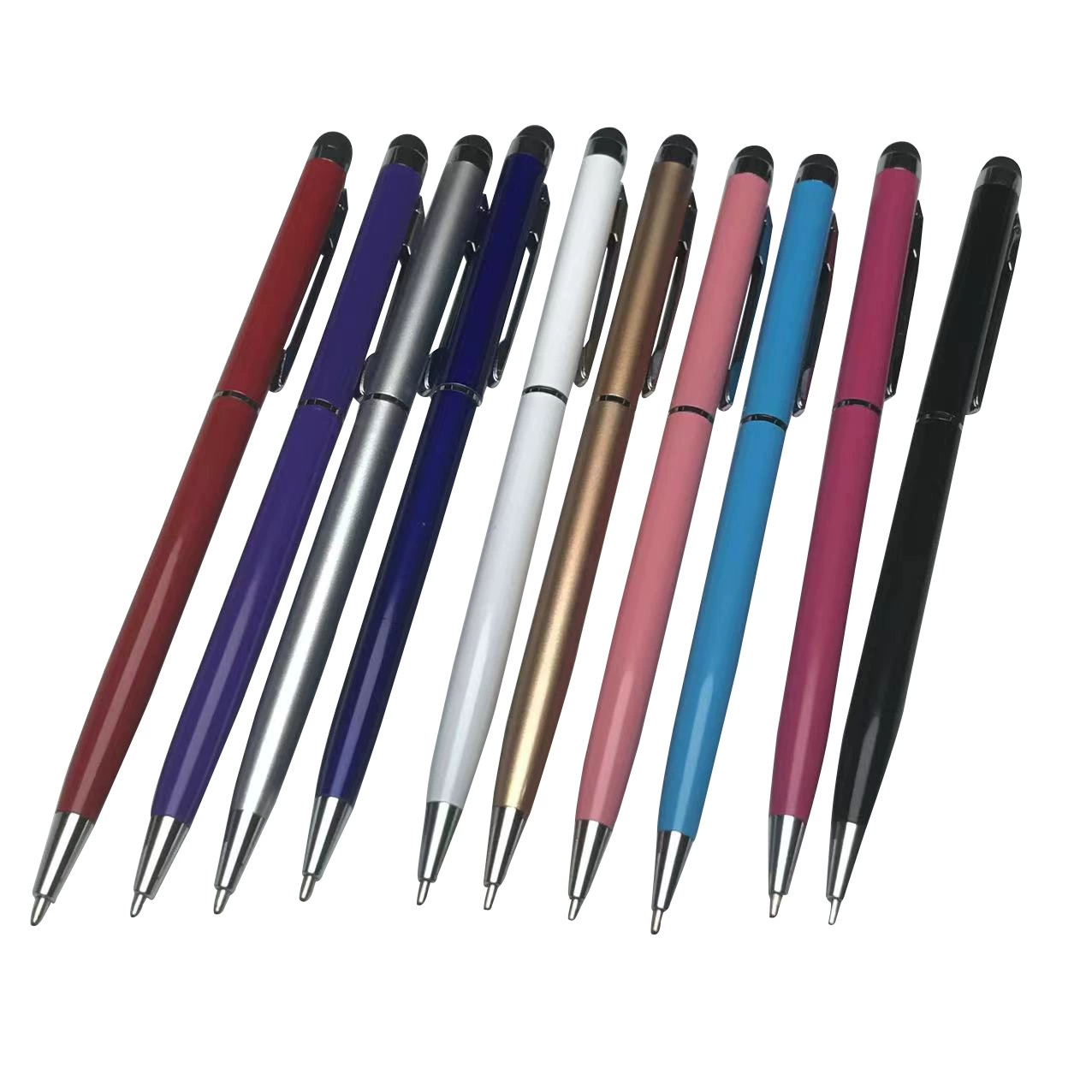 Универсальная металлическая шариковая ручка с стилусом, ~13,5 см, assorted colors