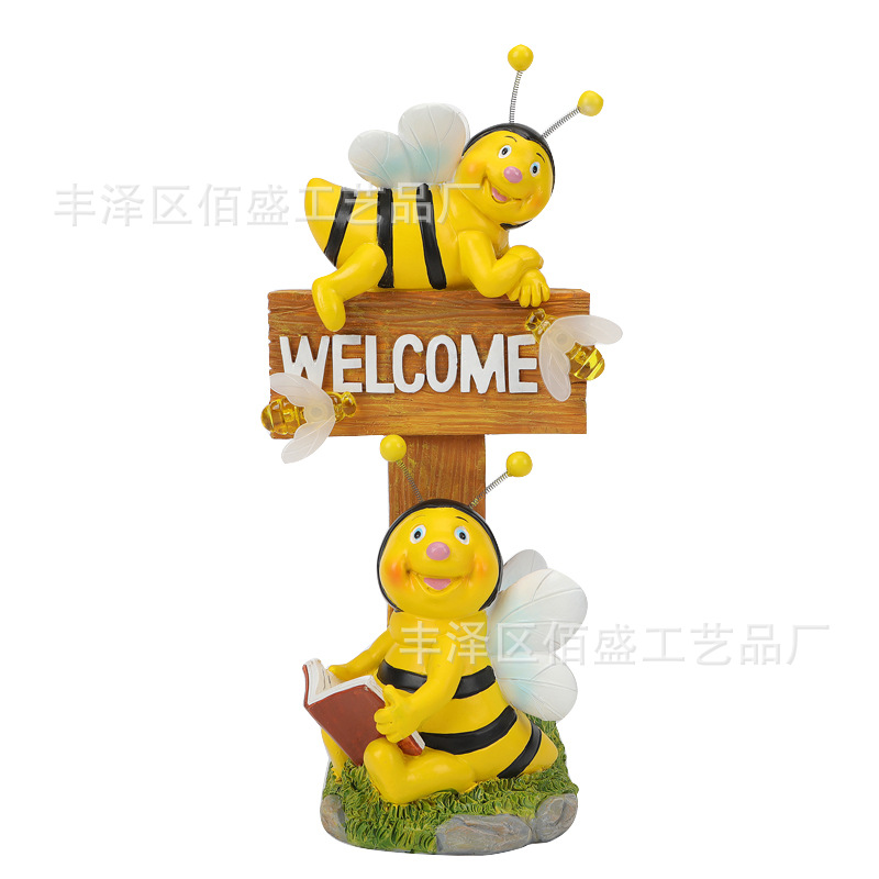 Transfronterizos adorables abejas de bienvenida lámparas de resina adornos jardín al aire libre patio balcón decoración de escena