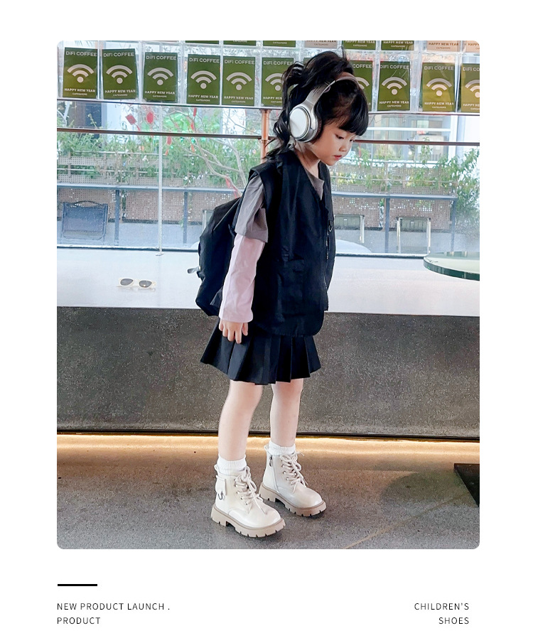 Botas Martin estilo británico para niños, moda otoño 2024, para niñas, suela blanda de cuero para niños, botas individuales_voghion.com