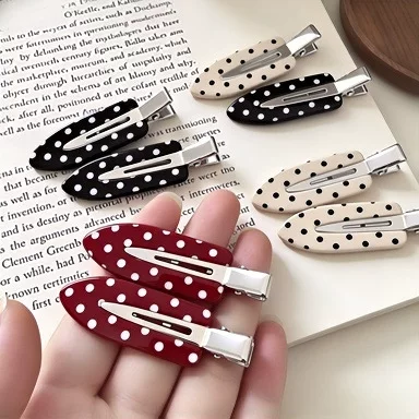 Cross-border bestseller retro polka dot BB clip, French-style gentle bangs and fringe side clip, simple and elegant girl's side hair clip