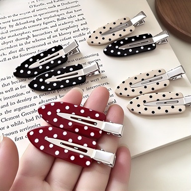 Cross-border bestseller retro polka dot BB clip, French-style gentle bangs and fringe side clip, simple and elegant girl's side hair clip Cross-border bestseller retro polka dot BB clip, French-style gentle bangs and fringe side clip, simple and elegant girl's side hair clip