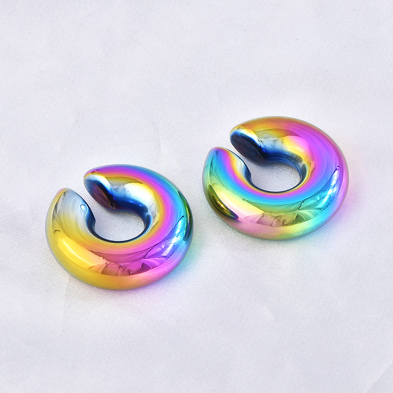 1 Pair Vintage Style Colorful Plating Titanium Steel Ear Cuffs display picture 1