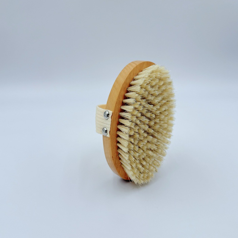 Lugar al por mayor artefacto de baño Cepillo de baño de limpieza de mango largo de madera maciza Cepillo de baño para frotar Cepillo de espalda para frotar Cepillo de baño de cerda de cerdo de pelo suave