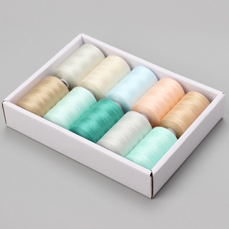 402 línea de costura casera de costura de mano multicolor 10 series de colores 1000 yardas DIY línea de color tonos cálidos y fríos