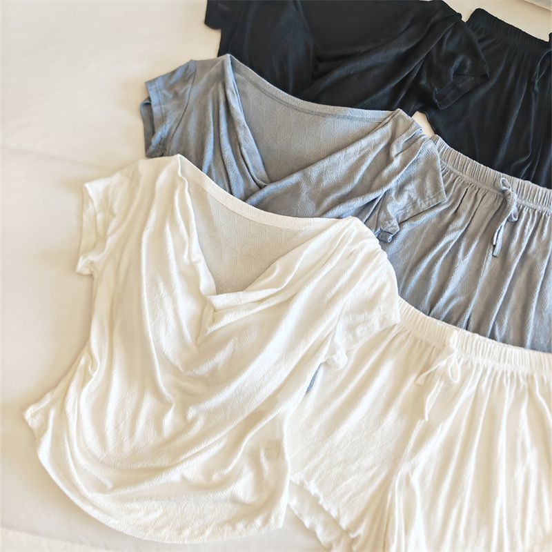 Super feel modal ~ cotton Korean pajamas women spring and summer new short sleeve outerwear home clothes summer suit