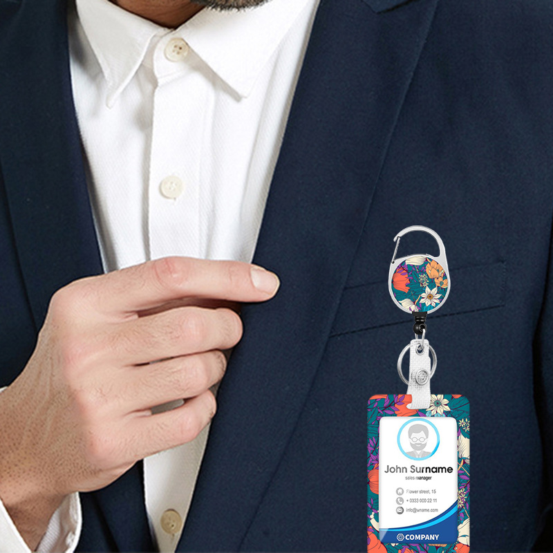 Redondo aleación de zinc mariposa epoxi hebilla fácil de tirar flor fácil de tirar poliéster Cordón de transferencia térmica Certificado de impresión titular de la tarjeta