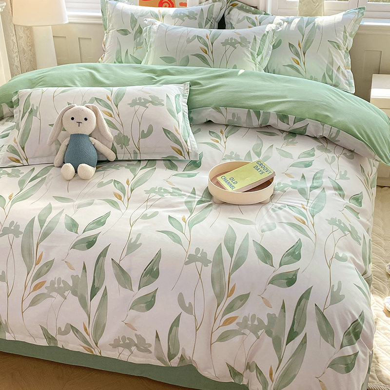 2025 ropa de cama de cuatro piezas de algodón de nuevo estilo ropa de cama de algodón funda de edredón ropa de cama de tres piezas de una sola cama doble