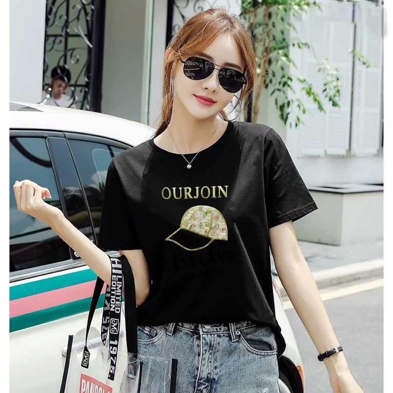 Cross-Border Heavy Industry Bronzing Hat Summer New Korean Style T-Shirt Women's Short-Sleeved Spring and Summer Trbottomy Brand Bottoming Shirt Top Inner Wear