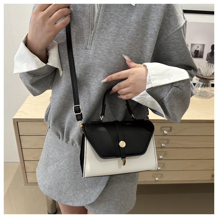 Women's Small Pu Leather Color Block Classic Style Square Magnetic Buckle Crossbody bag BAX display picture 29