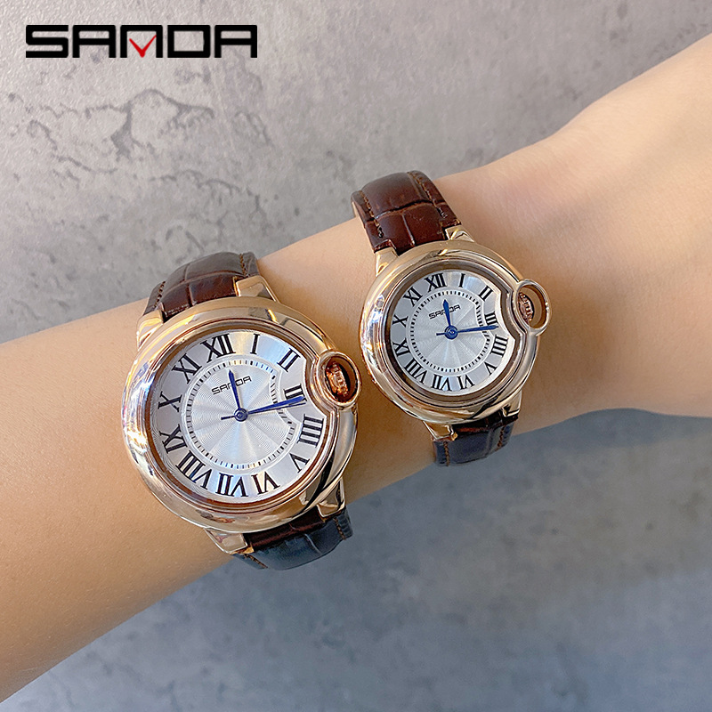 Sanda Couple Men's and Women's Watch Fashion Cool Men's and Women's Dial Waterproof Quartz Watch Fashion Personalized Blue Ball Head