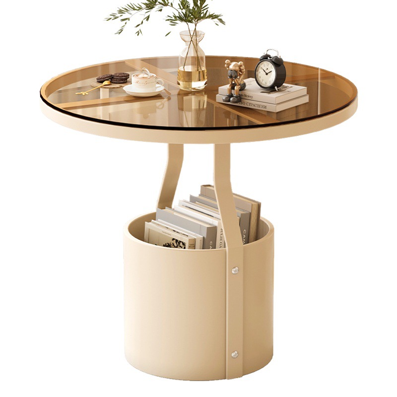 Mesa de té de lujo ligero sofá redondo de tabla de roca minimalista creativo dormitorio mesilla de cabecera pequeña mesa redonda balcón