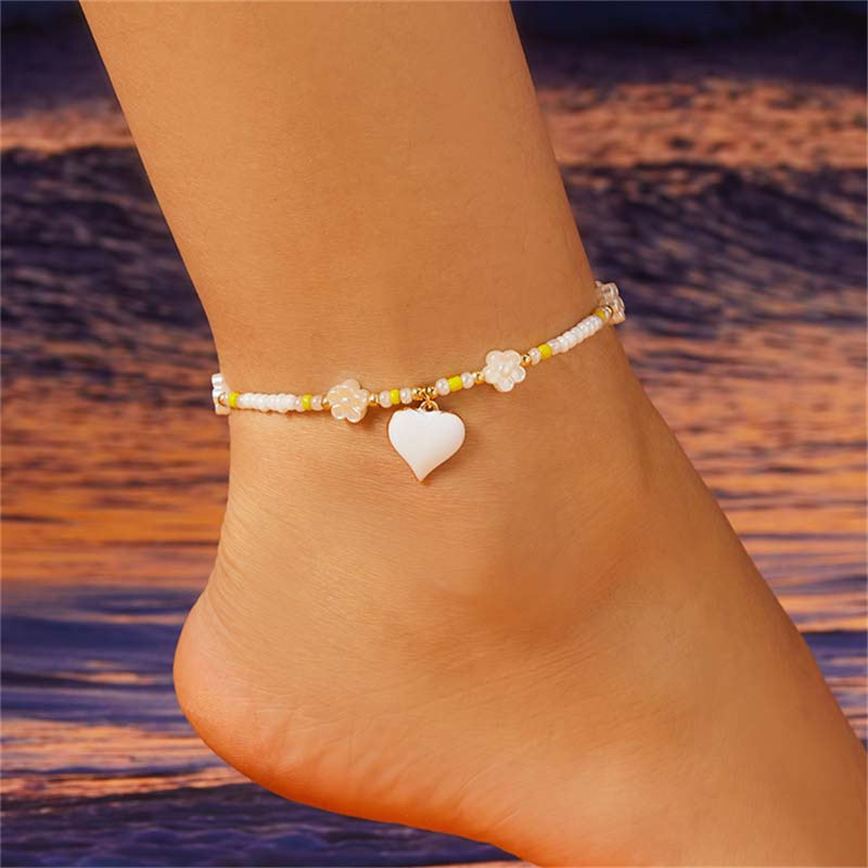 8g Weight Anklet Classification 1 Piece Quantity Holiday, Beach Occasion Seed Bead Material Heart Shape Pattern All Seasons Season Women's Gender Simple Style, Classic Style Style Wholesale Jewelry Simple Style Classic Style Heart Shape Seed Bead Anklet 27