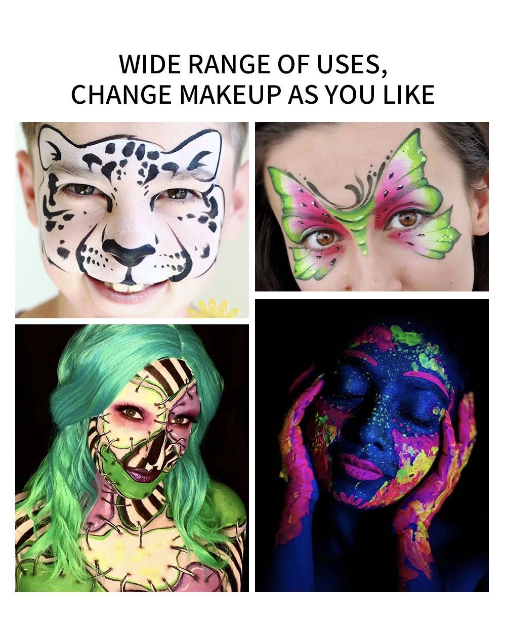 Makeup Halloween Human Facial Painting Cream Dramatic Water Soluble Fluorescent Graffiti Pigment_viptrois.com