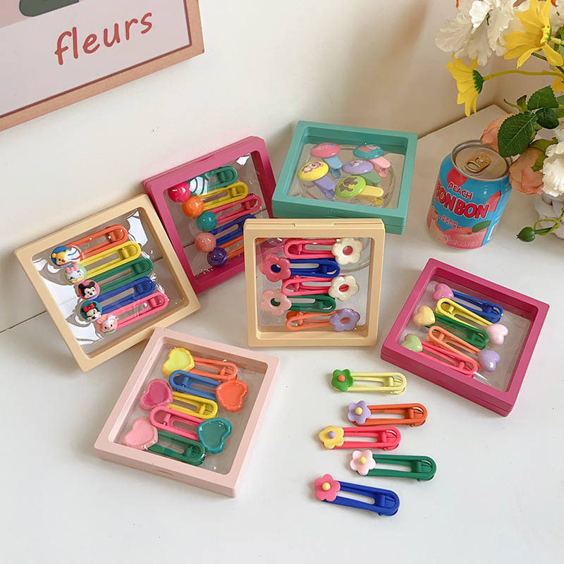 女童刘海碎发鸭嘴夹 可爱糖豆闪亮爱心发夹小女孩后脑勺亲子头饰|ru