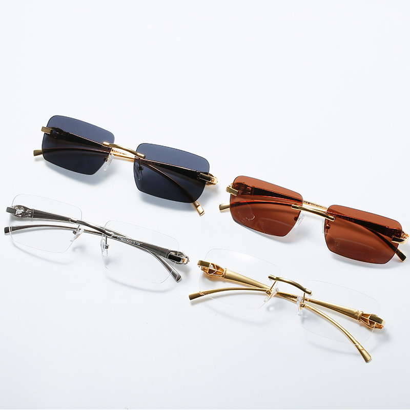 Sunglasses Leopard Head Metal Square Rimless Unisex Eyewear_voghion.com