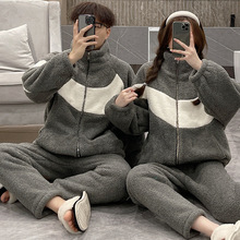 双层复合睡衣女秋冬季珊瑚绒可外穿保暖法兰绒家居服套装一件代发